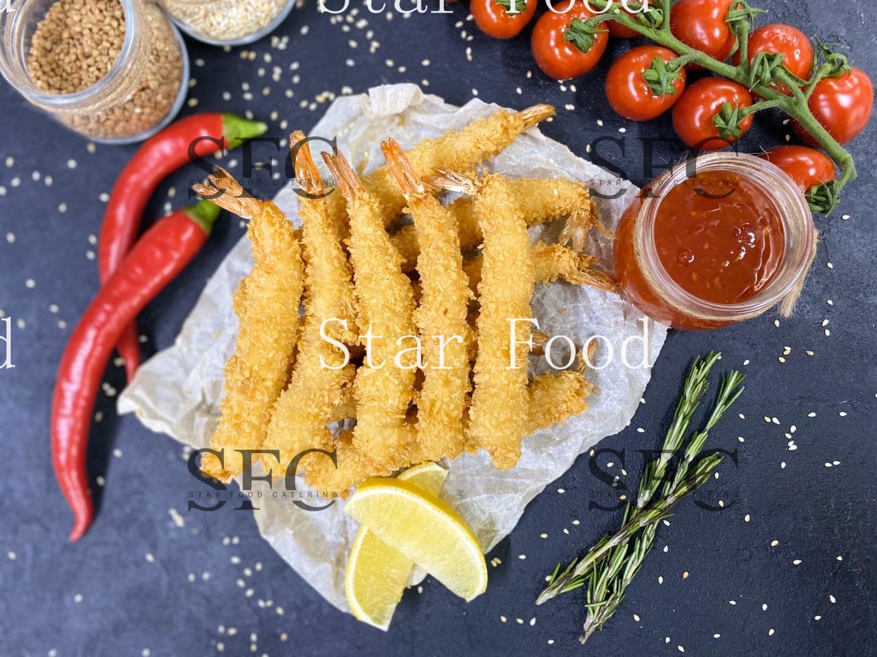 Тигровые креветки в кляре