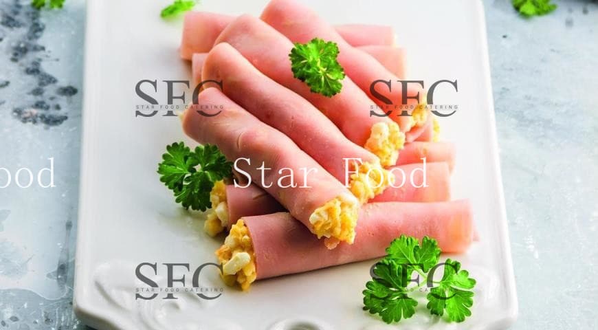 Рулетики из ветчины с начинкой